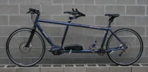 Shimano Steps E8000 mid-drive electric motor. Electric Assist Tandem bicycle, w/ independent coasting.