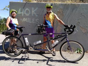 Sheila & Spencer celebrating 40,000 miles on their Global In-2-ition!