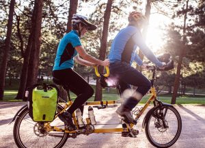 Dennis & Teresa riding their Global Venture road tandem